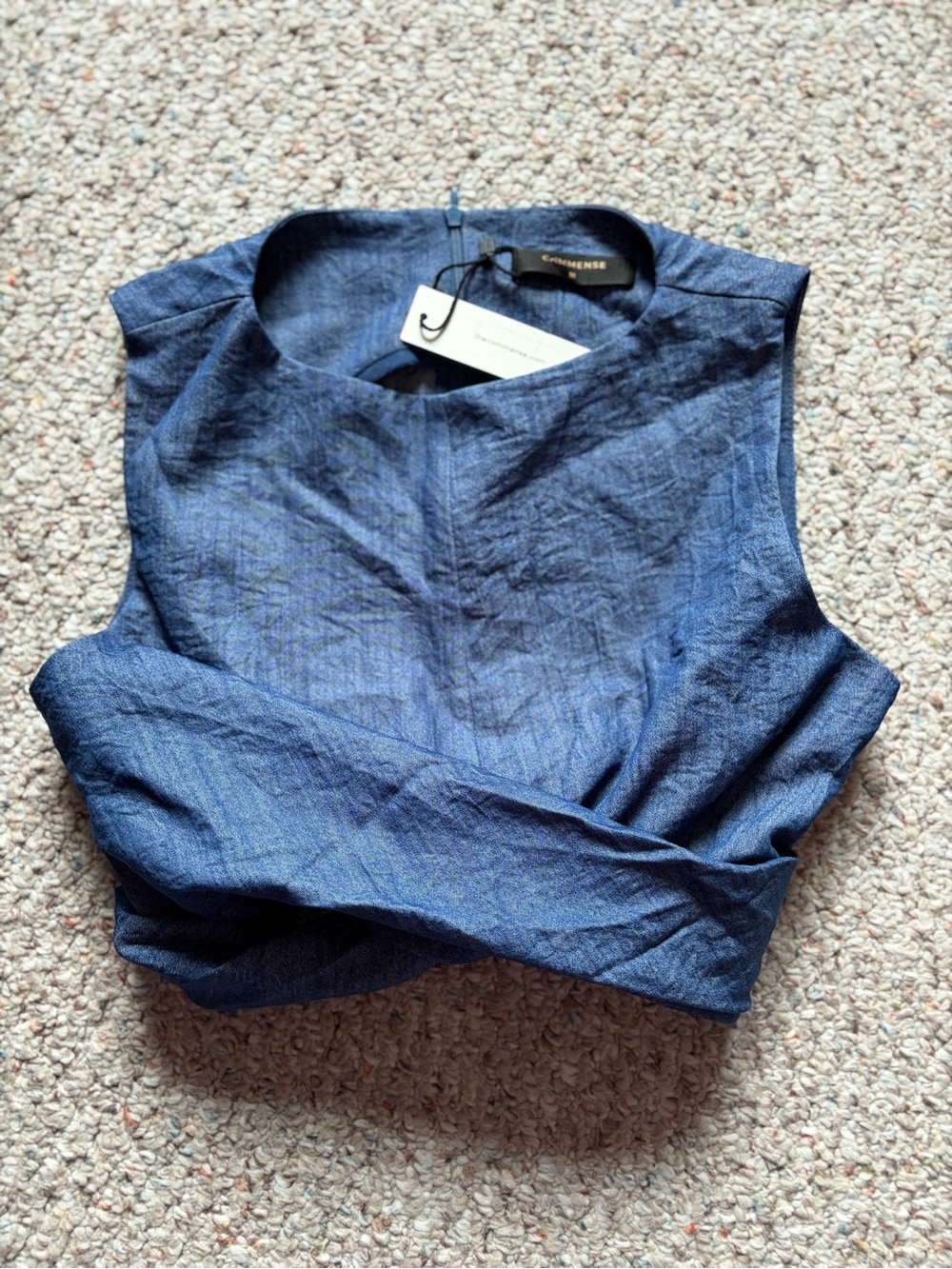 NWT Commense women’s medium crop tank top wide leg trouser chambray blue set - Picture 7 of 12
